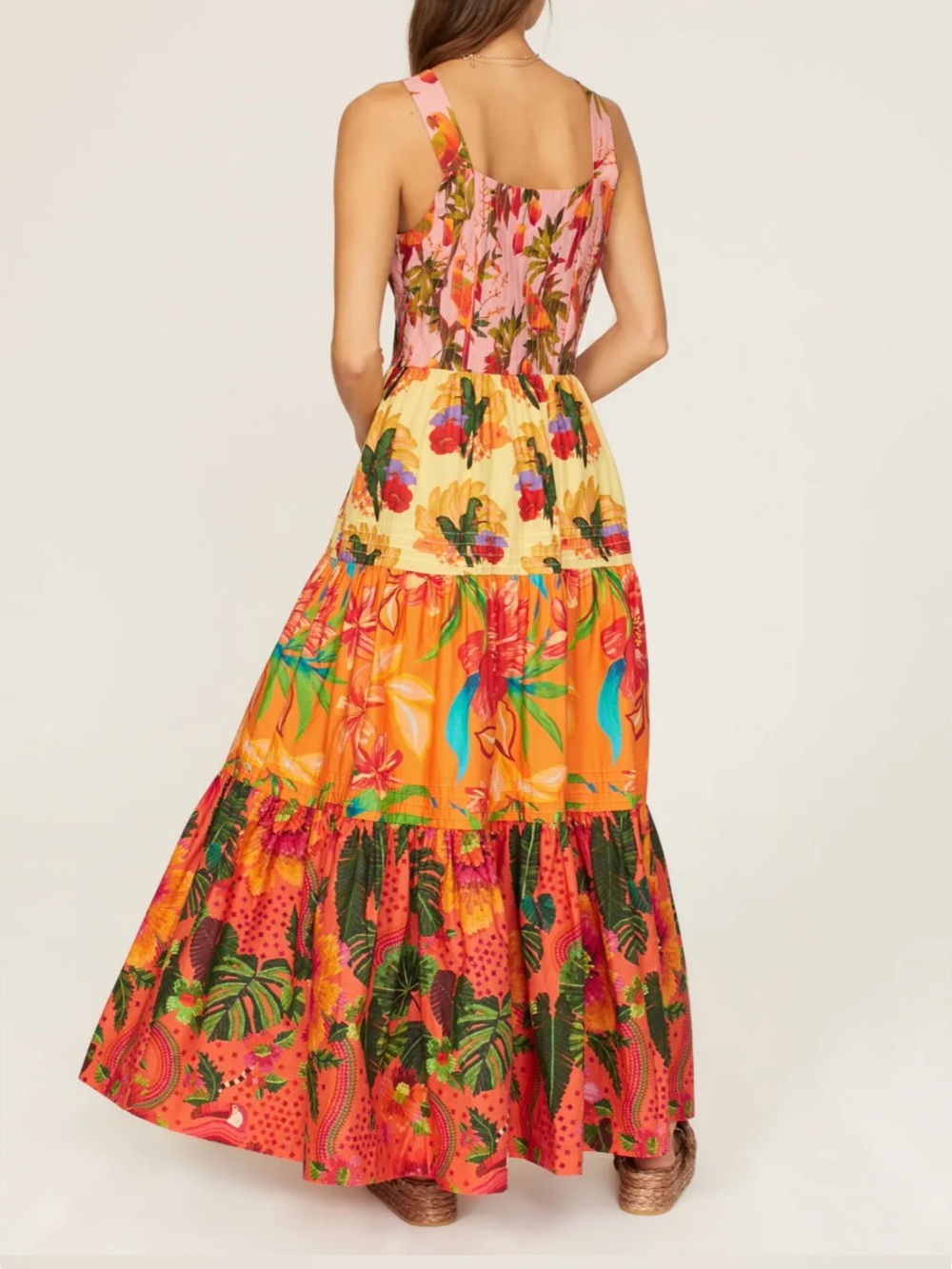The FARM RIO Mixed Warm Prints Organic Cotton Maxi Dress M - Picture 4 of 10